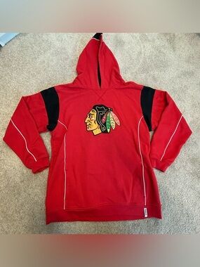 Reebok vintage NHL Hockey Chicago Blackhawks red pullover hoodie Sz XL junior